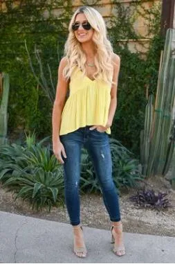 Solid Color Plunge Neck Blouse