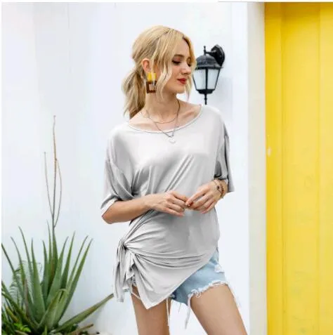 Solid Color Slit Shirt