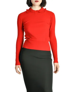 Sonia Rykiel Vintage Red Wool Peter Pan Collar Sweater