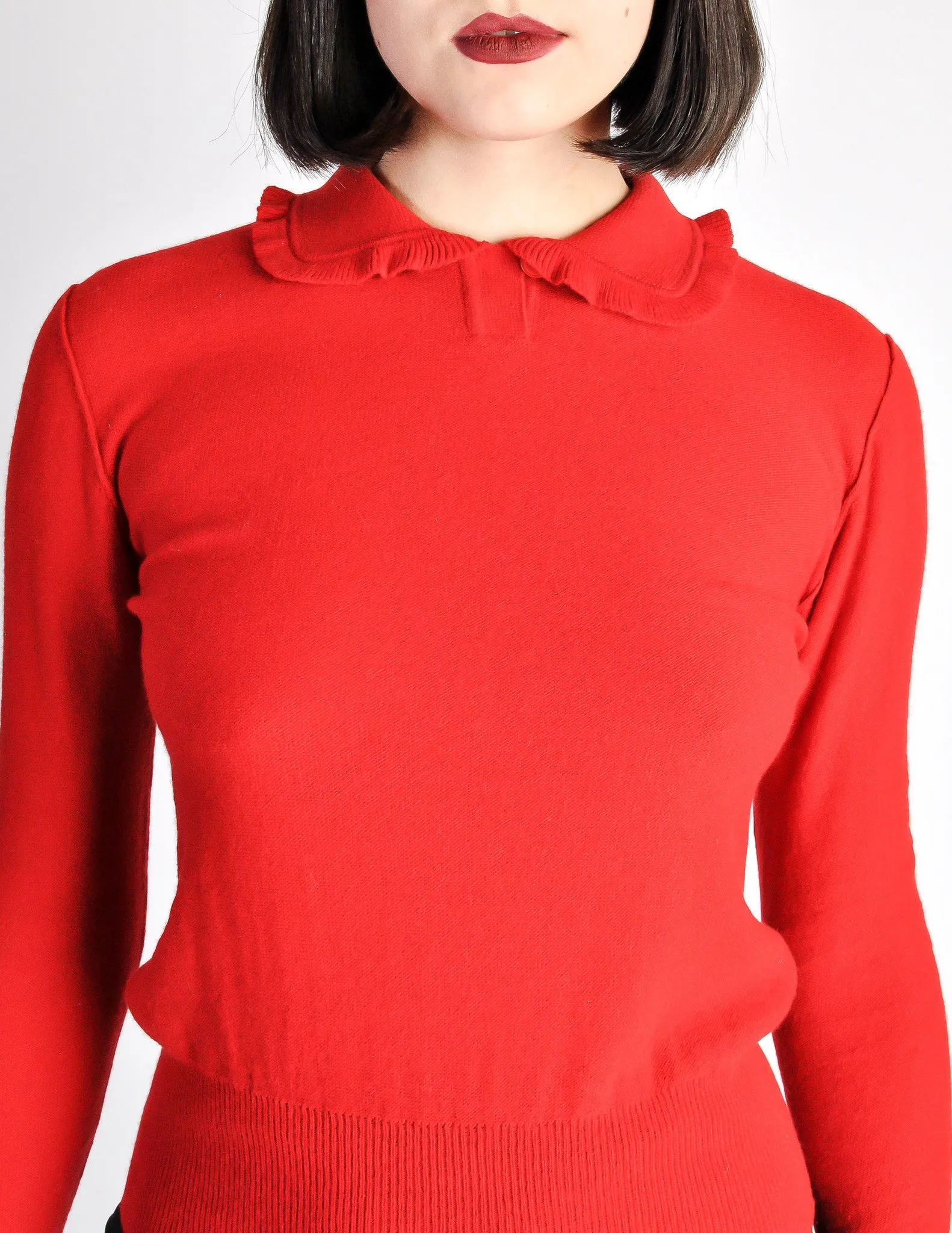 Sonia Rykiel Vintage Red Wool Peter Pan Collar Sweater