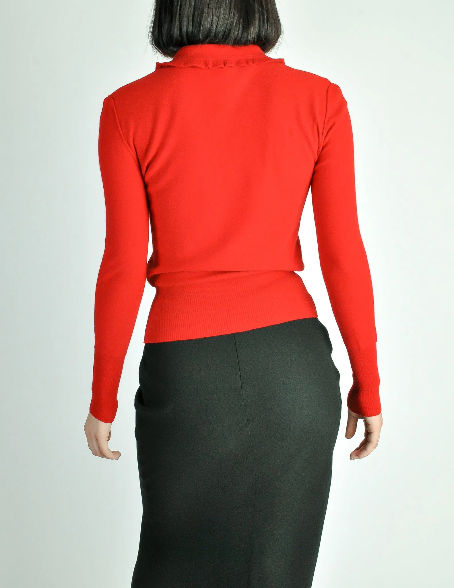 Sonia Rykiel Vintage Red Wool Peter Pan Collar Sweater