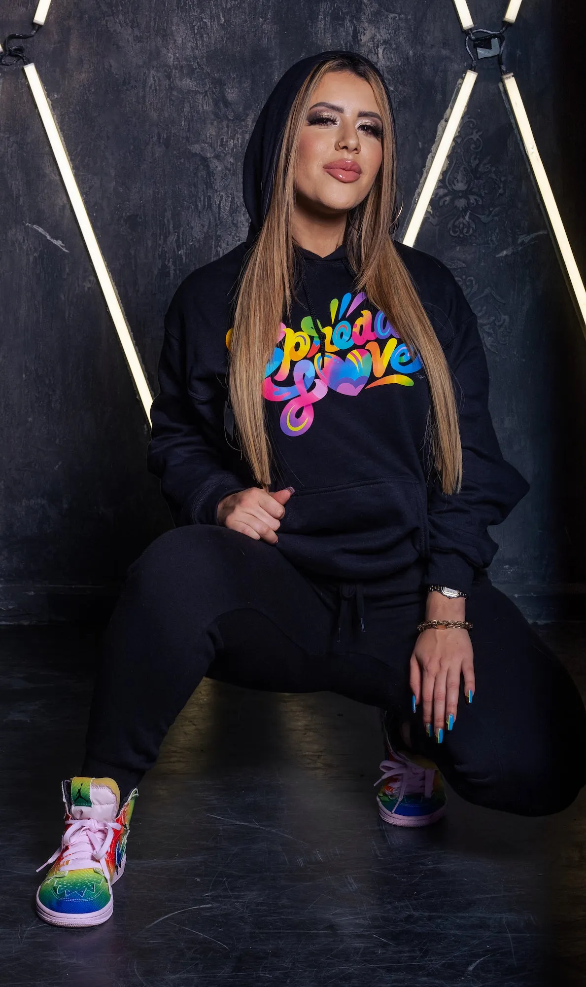 Spread Love X Jason Naylor Emotionlogo Hooded Sweatshirt in Black