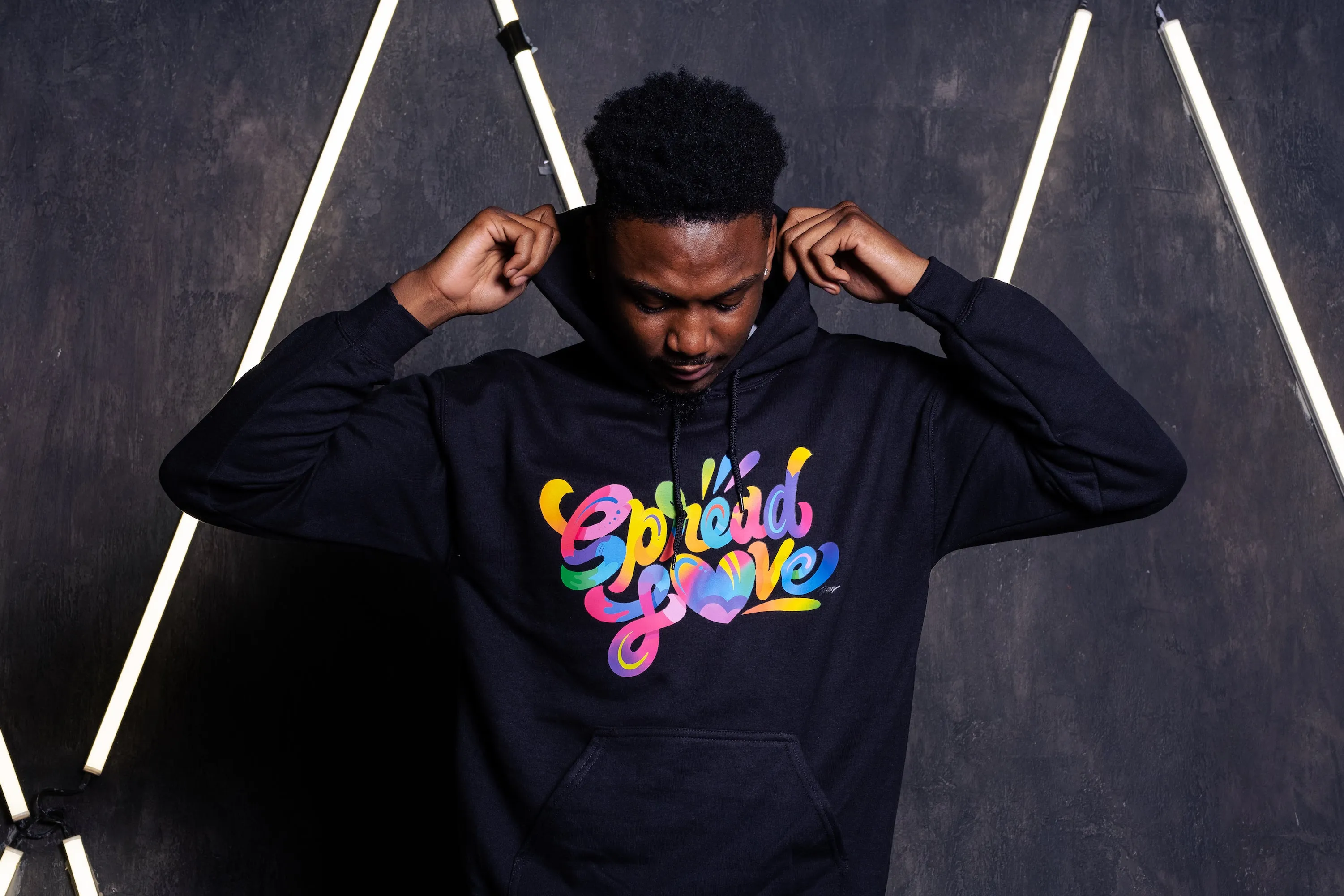 Spread Love X Jason Naylor Emotionlogo Hooded Sweatshirt in Black