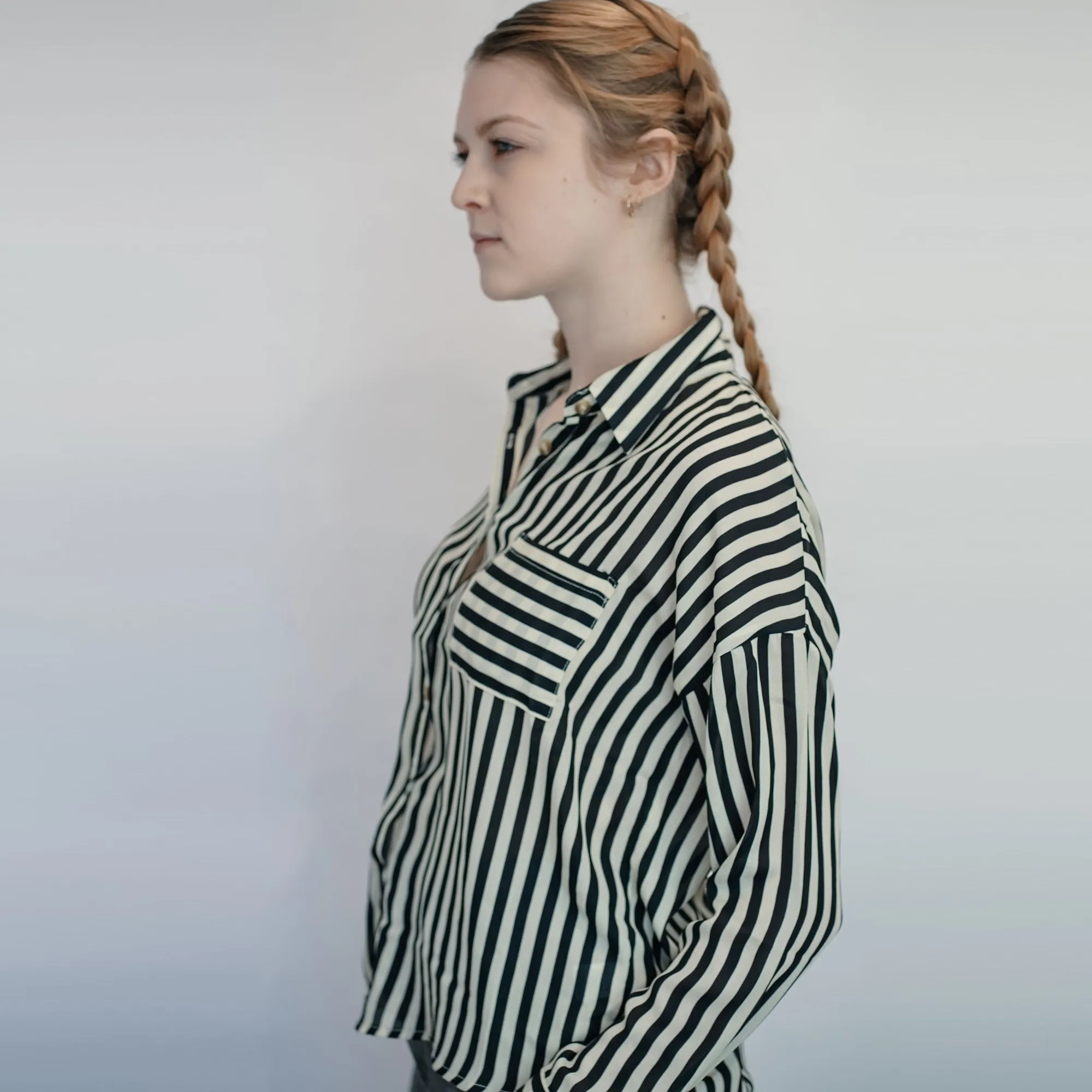 Striped Blouse (Taupe   Black)