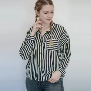 Striped Blouse (Taupe   Black)