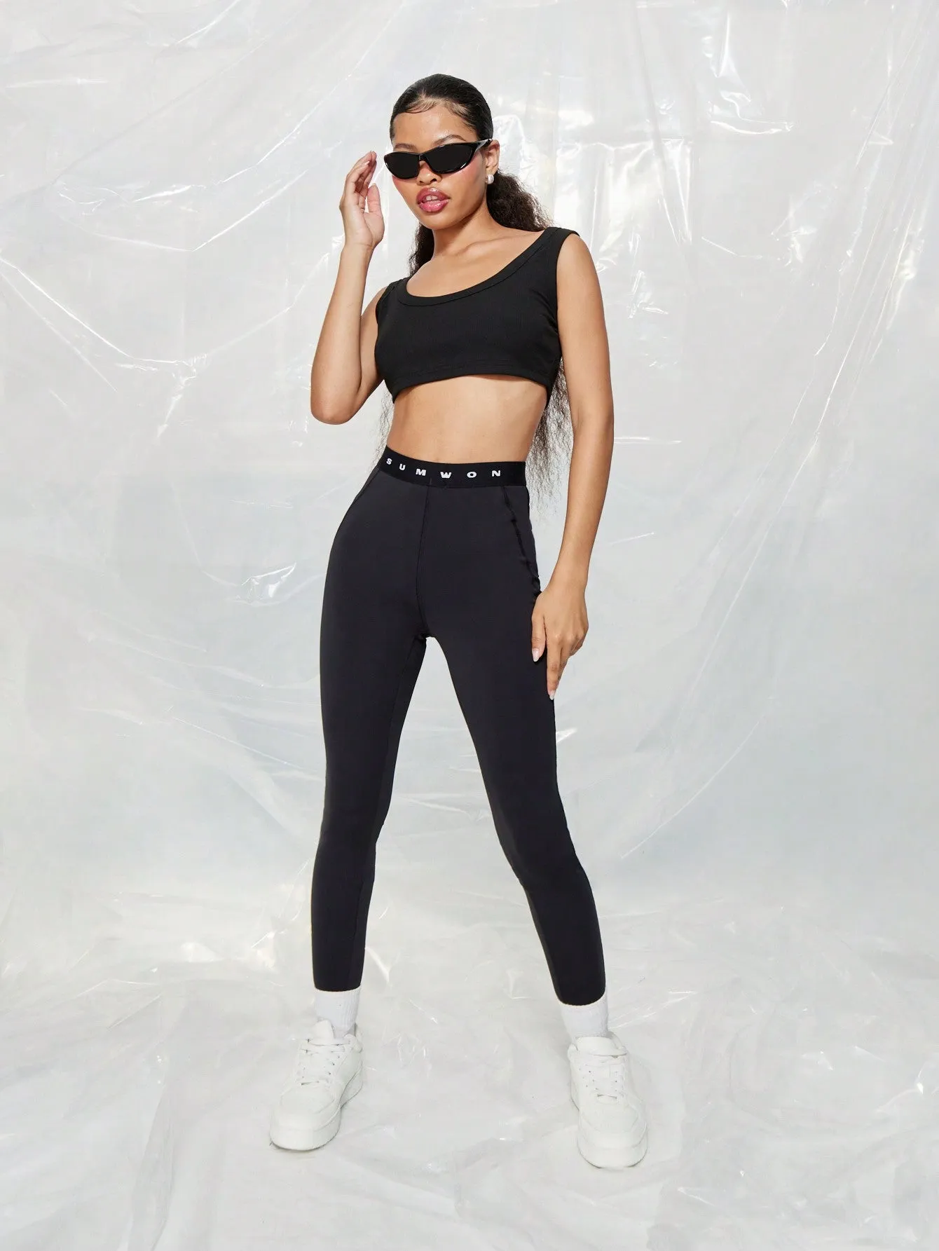 SUMWON WOMEN Legging With Branded Elastic Waistband