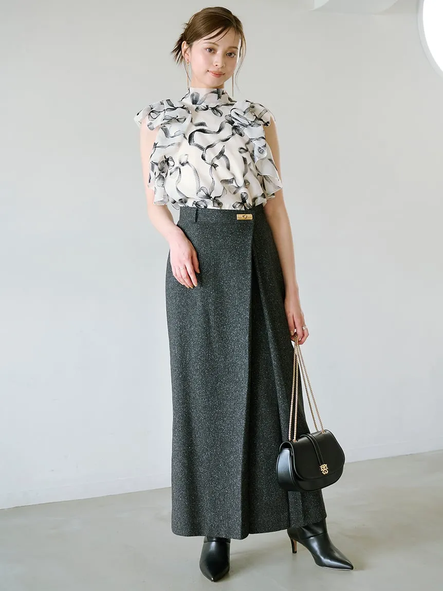 Sustainable High Neck Sleeveless Ruffle Blouse