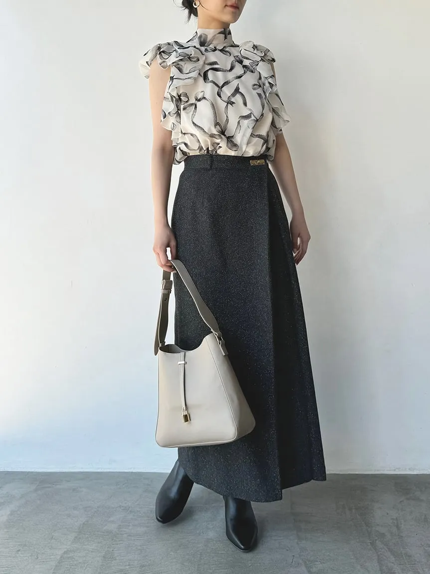 Sustainable High Neck Sleeveless Ruffle Blouse