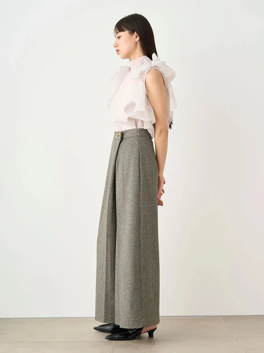 Sustainable High Neck Sleeveless Ruffle Blouse