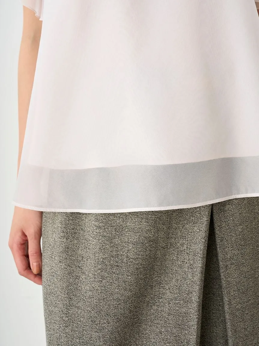 Sustainable High Neck Sleeveless Ruffle Blouse