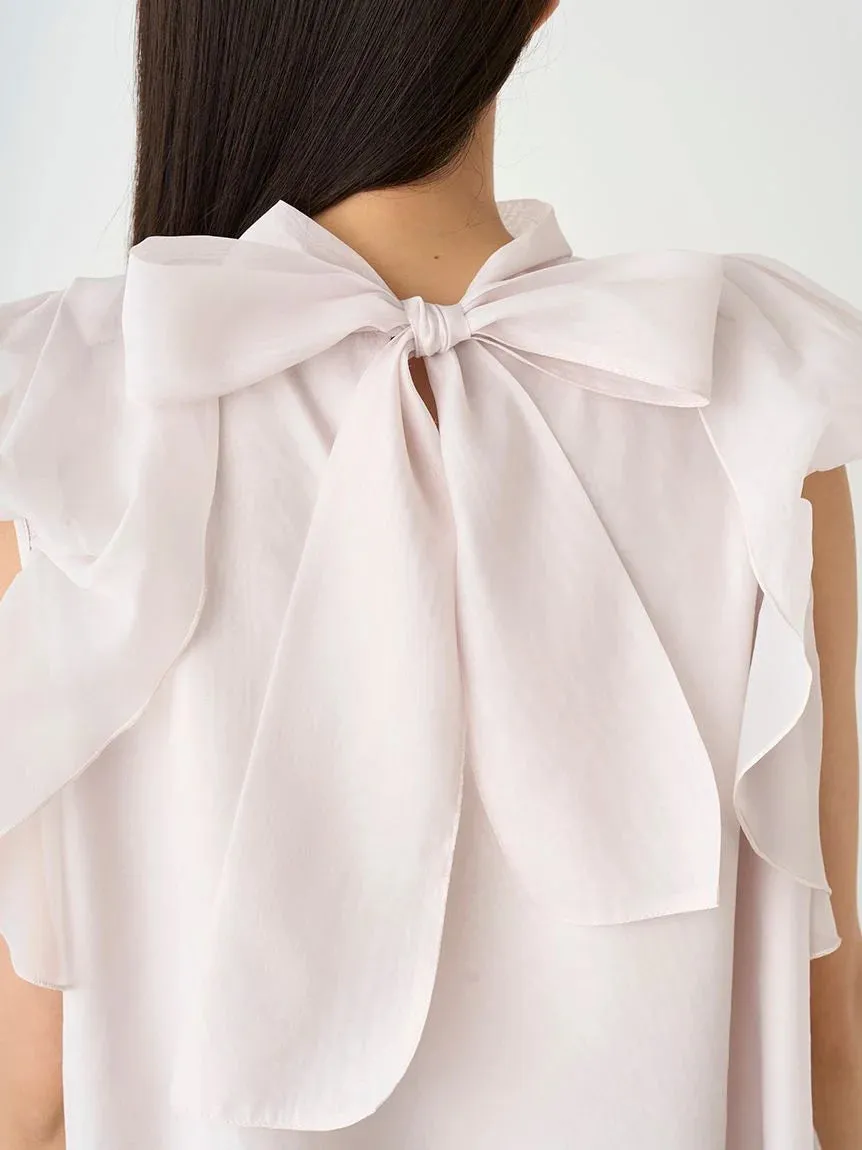 Sustainable High Neck Sleeveless Ruffle Blouse