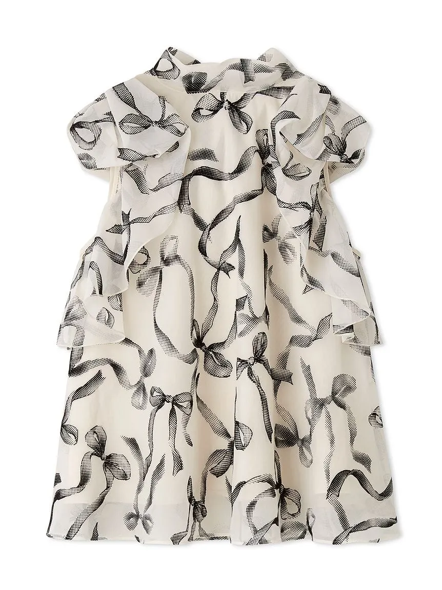 Sustainable High Neck Sleeveless Ruffle Blouse