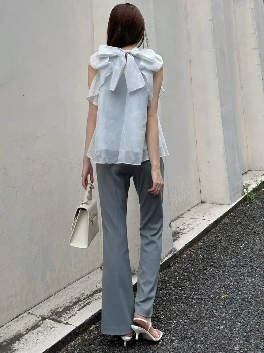 Sustainable High Neck Sleeveless Ruffle Blouse