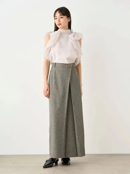 Sustainable High Neck Sleeveless Ruffle Blouse