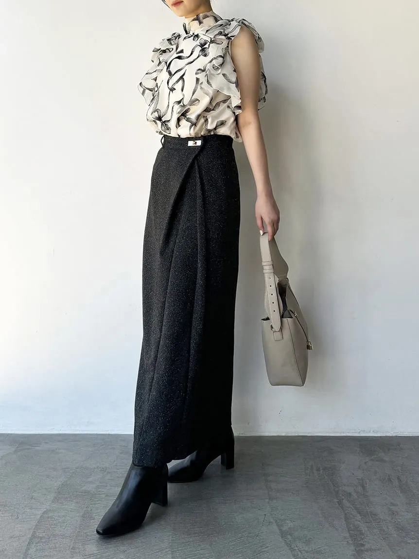 Sustainable High Neck Sleeveless Ruffle Blouse