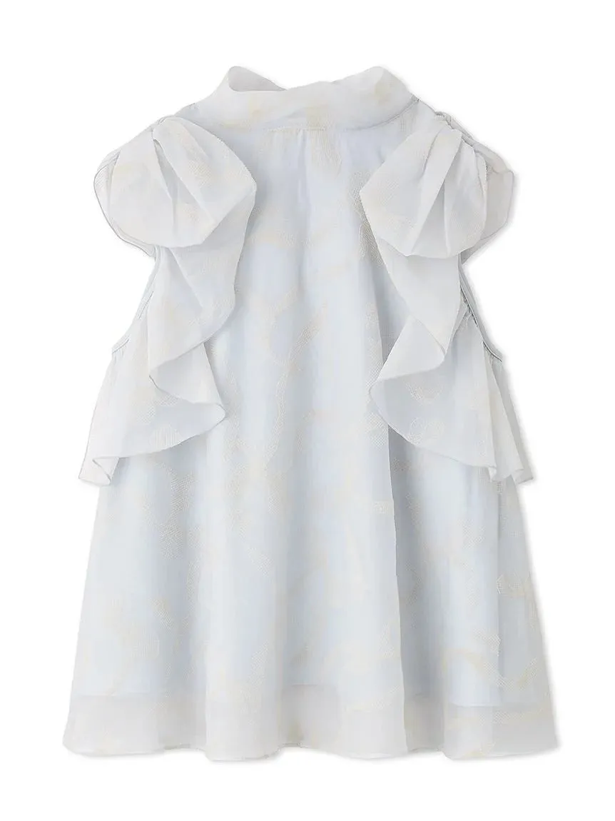 Sustainable High Neck Sleeveless Ruffle Blouse