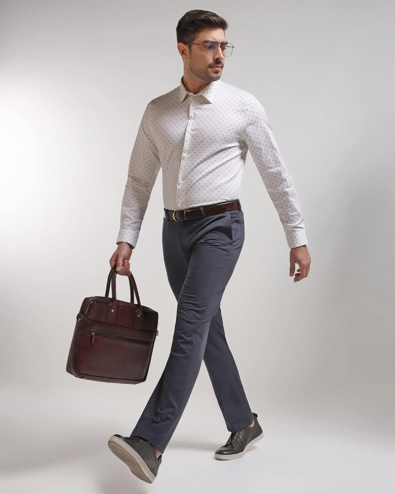 TechPro Formal White Printed Shirt - Theon