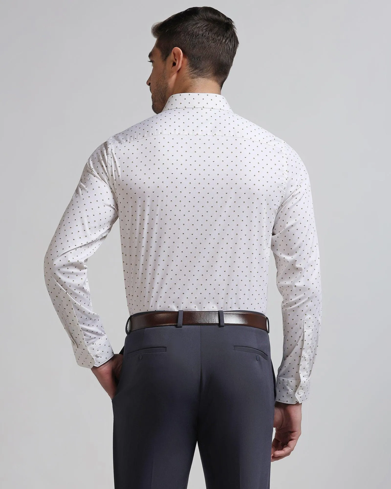 TechPro Formal White Printed Shirt - Theon