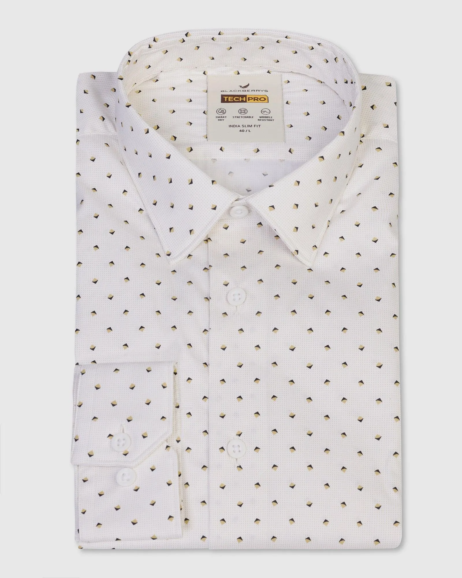 TechPro Formal White Printed Shirt - Theon