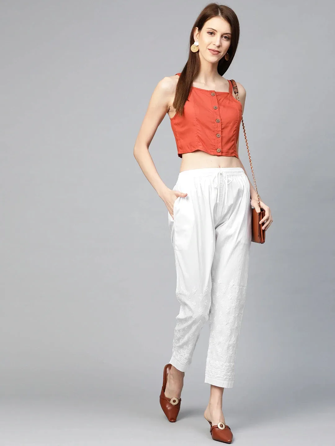 White Sustainable Cropped Trousers