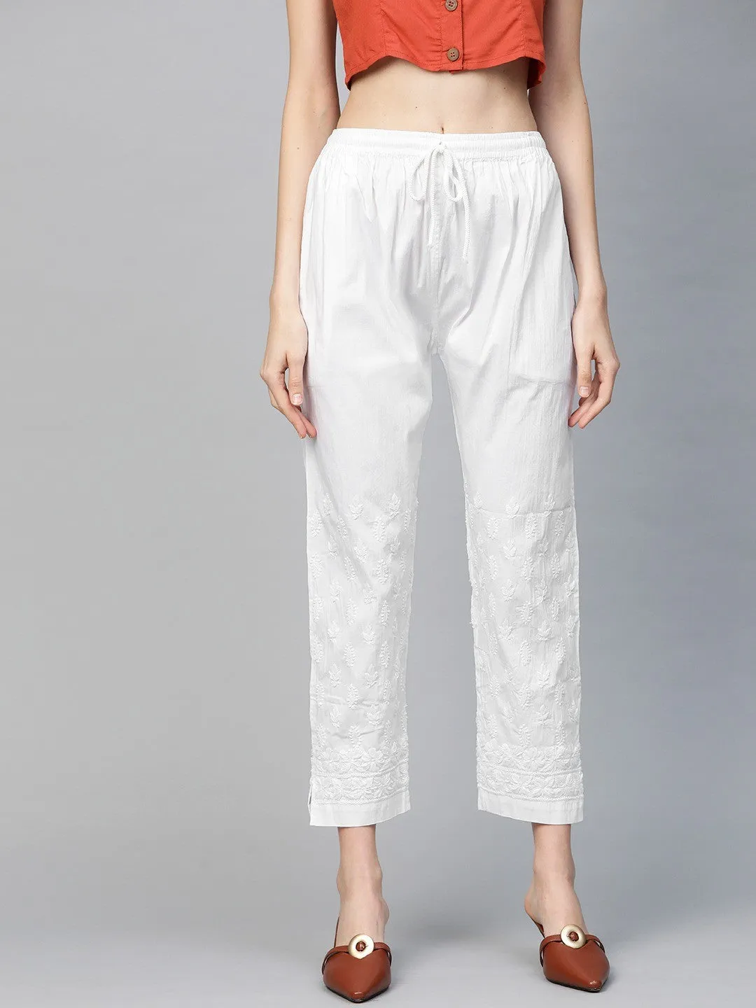 White Sustainable Cropped Trousers