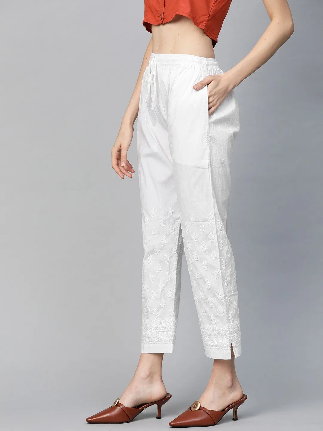 White Sustainable Cropped Trousers