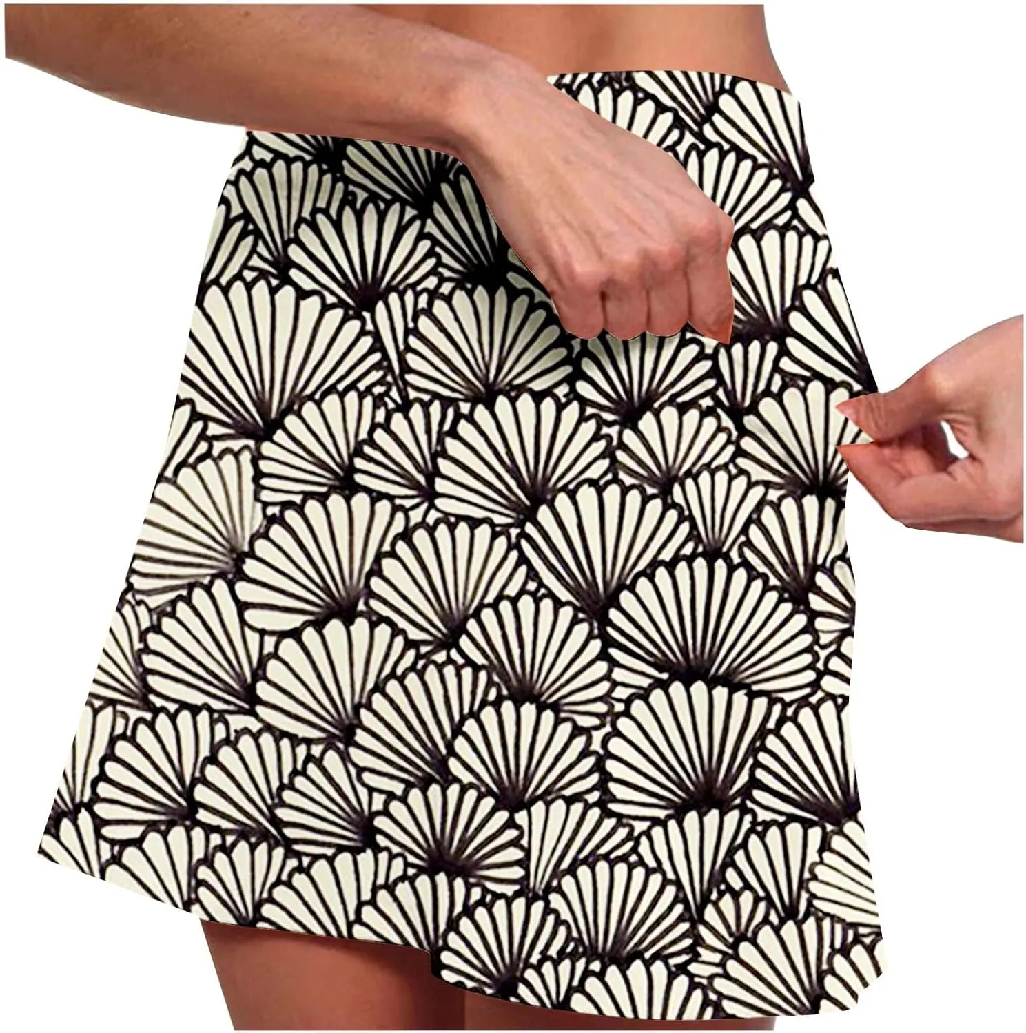 Women High-Rise 2 in 1 Skorts Floral Printing Workout Athletic Skirt Shorts Stretchy Bodybuilding Sport Tennis Shorts