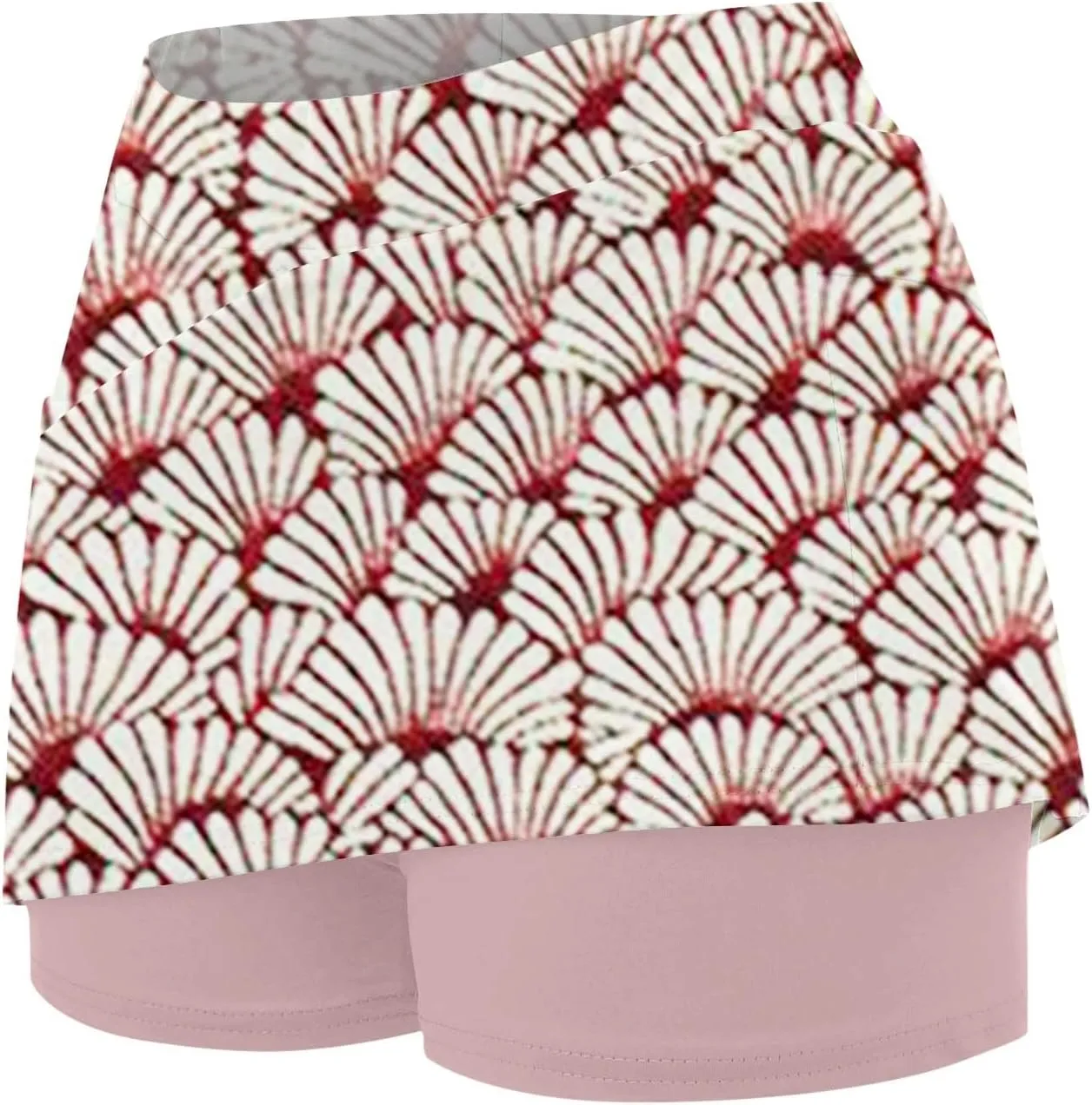 Women High-Rise 2 in 1 Skorts Floral Printing Workout Athletic Skirt Shorts Stretchy Bodybuilding Sport Tennis Shorts