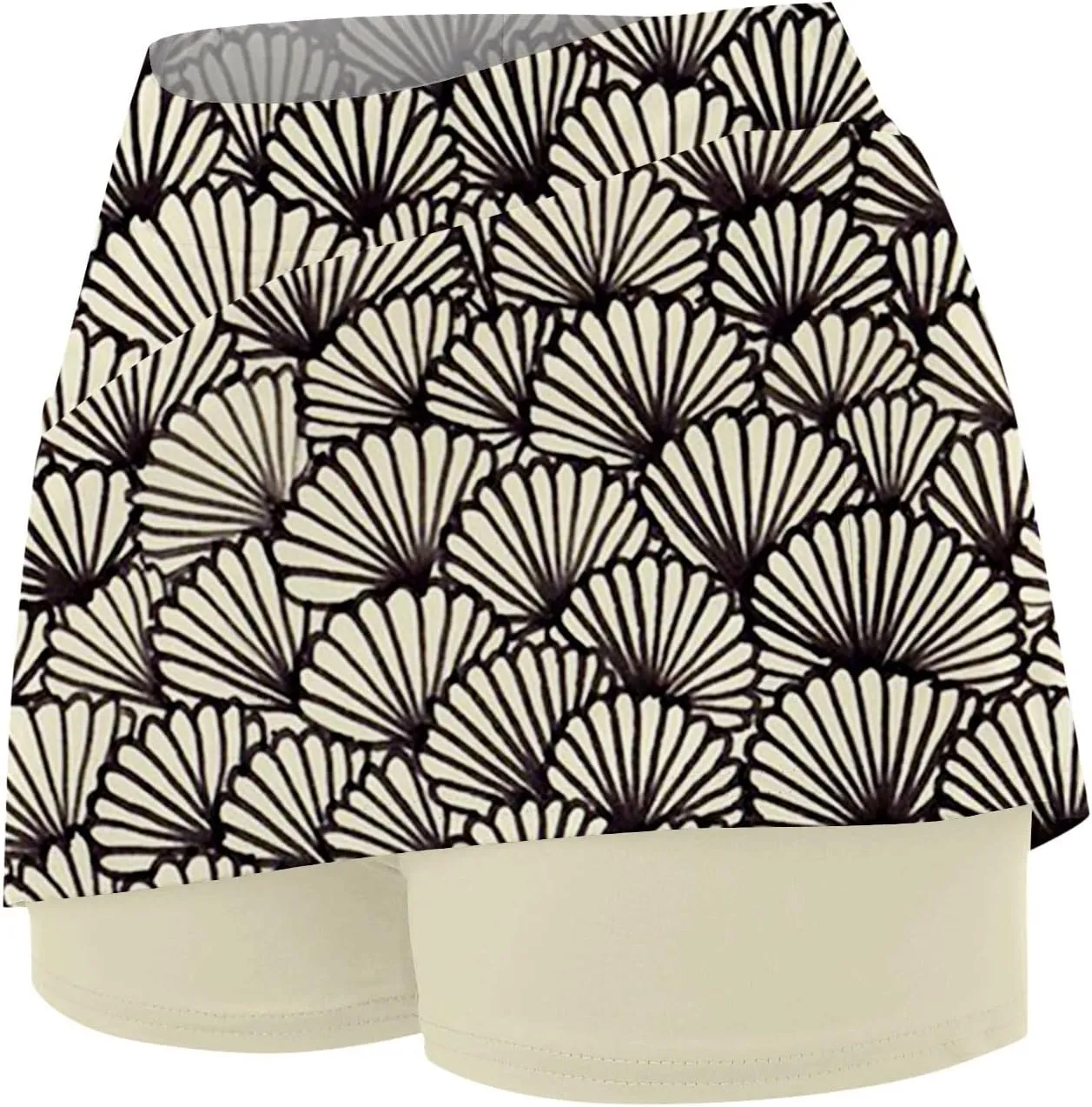 Women High-Rise 2 in 1 Skorts Floral Printing Workout Athletic Skirt Shorts Stretchy Bodybuilding Sport Tennis Shorts