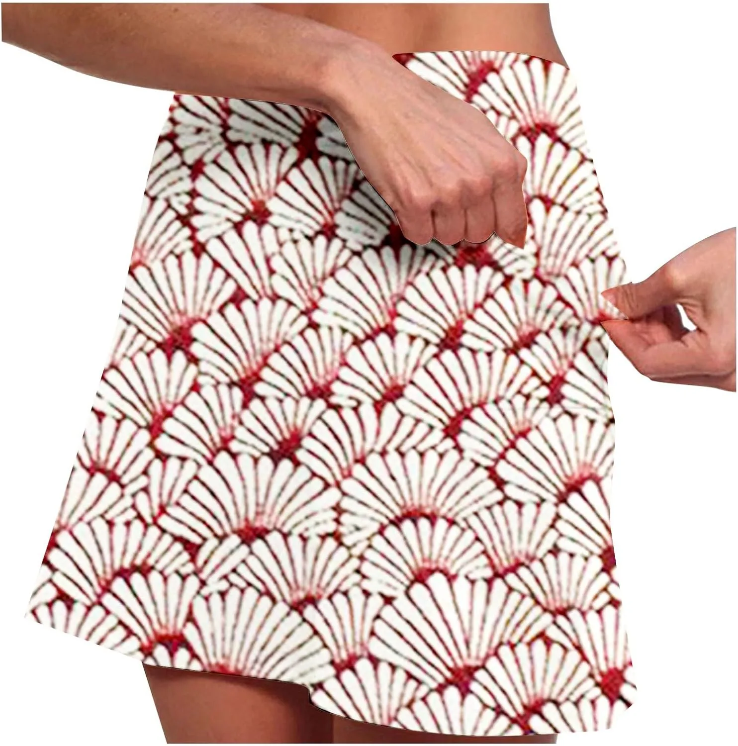 Women High-Rise 2 in 1 Skorts Floral Printing Workout Athletic Skirt Shorts Stretchy Bodybuilding Sport Tennis Shorts