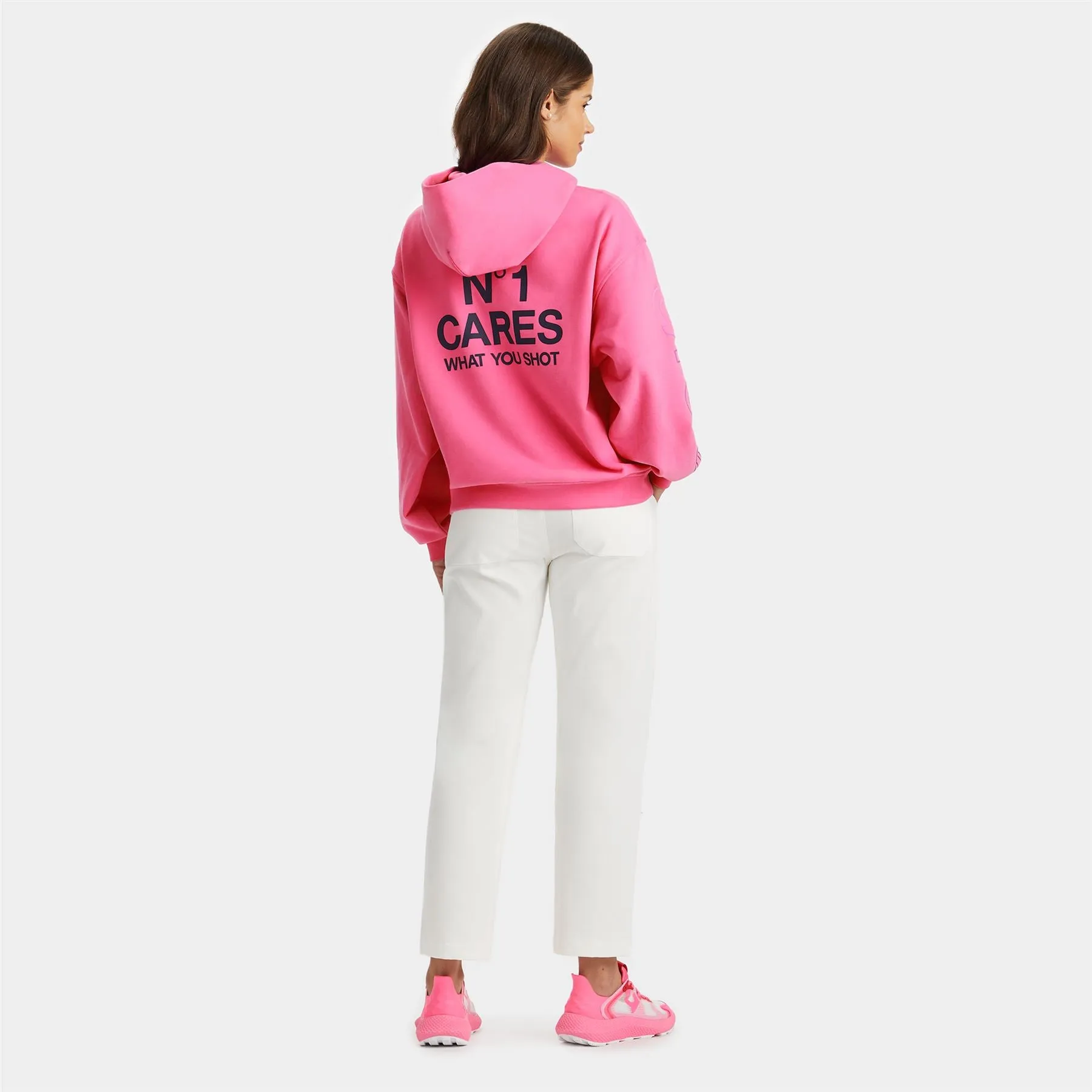 Womens No 1 Cares Oversized French Terry Hoodie Day Glo Pink - SS24