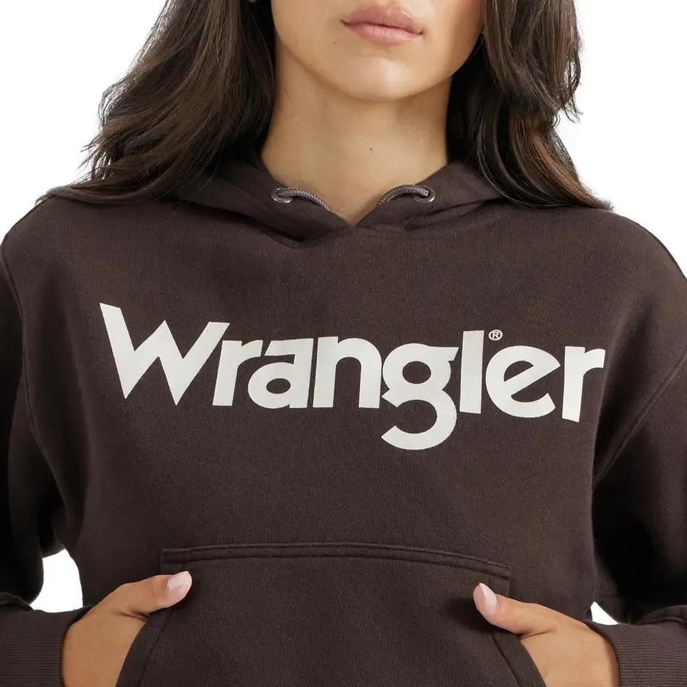 Wrangler Women's Logo Hoodie In Dark Brown