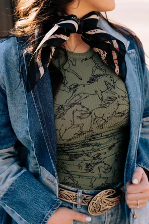 Wrangler Women's Printed Slim Goddess Tank Olive Green 112361137